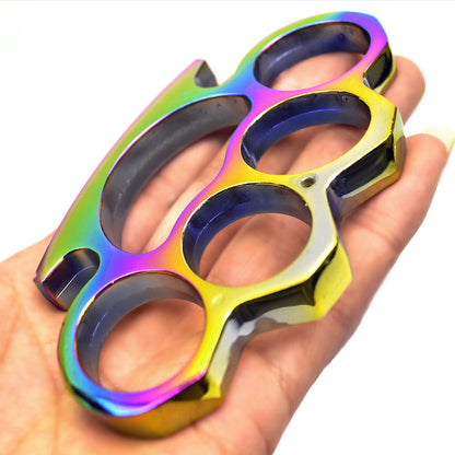 Belle couleur métal laiton Knuckle Duster épaissi quatre doigts tigre poing boucle en plein air Camping sécurité défense poche EDC outil