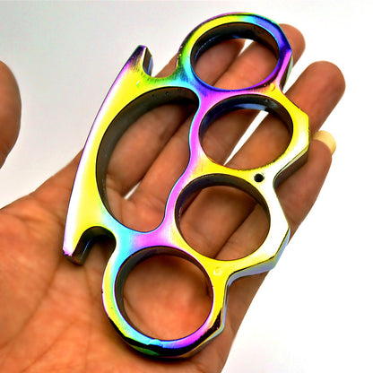 Belle couleur métal laiton Knuckle Duster épaissi quatre doigts tigre poing boucle en plein air Camping sécurité défense poche EDC outil