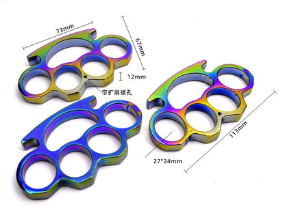 Belle couleur métal laiton Knuckle Duster épaissi quatre doigts tigre poing boucle en plein air Camping sécurité défense poche EDC outil