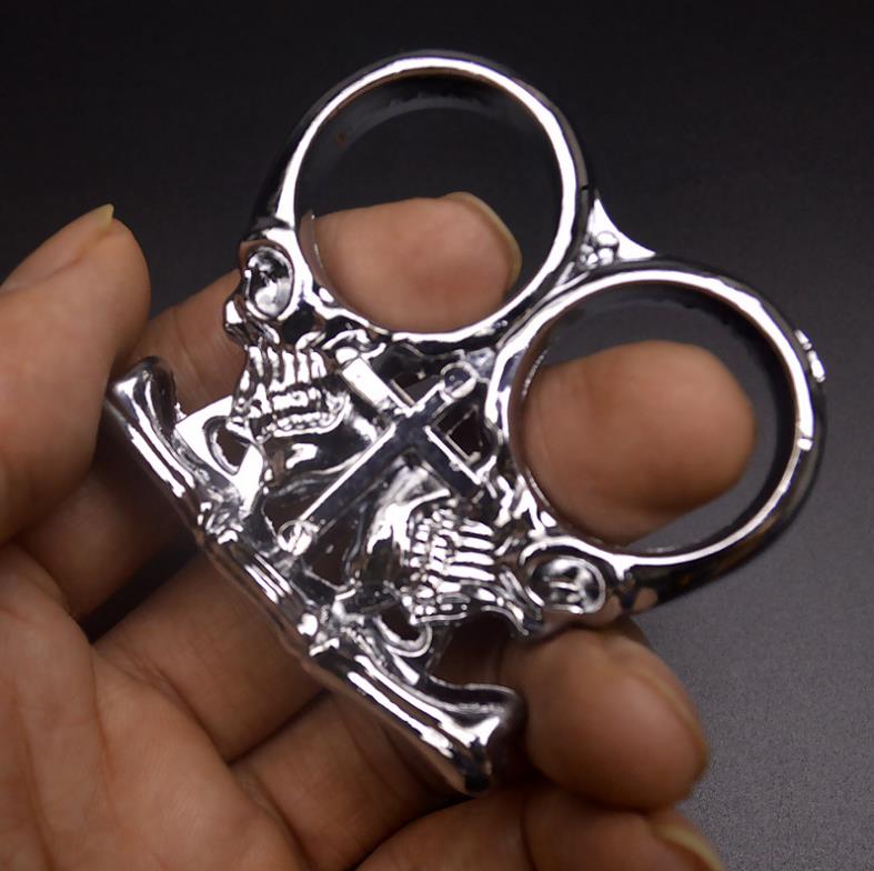 Chaos - Solid Brass Knuckles Duster Two Fingers For Self Defense Window Breaker EDC Supplies