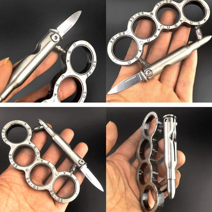 Multifonctionnel en métal Knuckle Duster doigt tigre quatre doigts Arts martiaux pratique boxe couverture défense anneau de boxe boucle à main en plein air sécurité défense EDC outil