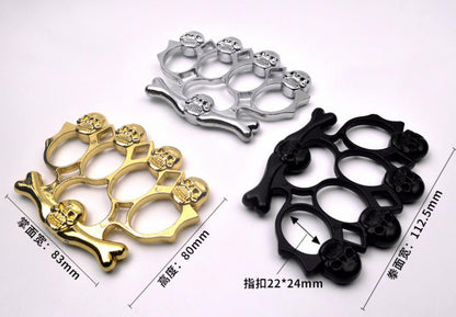 Strong Metal Brass Knuckle Duster Skull Style Four Finger Tiger Outdoor Camping Safety Defense Pocket  EDC Tool