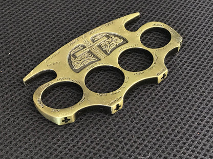 Thickened and widened metal brass knuckles duster four-finger buckle fist outdoor fist buckle fitness boxing portable defense hand buckle fight protective gear