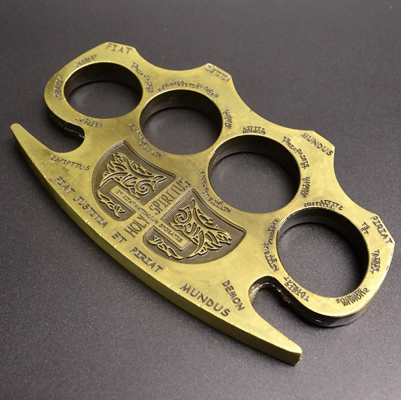 Thickened and widened metal brass knuckles duster four-finger buckle fist outdoor fist buckle fitness boxing portable defense hand buckle fight protective gear