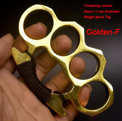 Thickened Metal Brass Knuckles Duster Four Fingers Fist Buckle Camping Broken Window Defense Boxing Finger Ring Life-saving EDC Tools