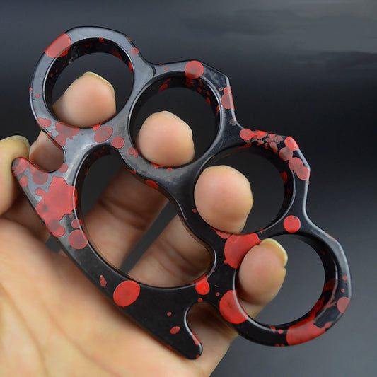 Outdoor Metal Brass Knuckles Duster Four Fingers Fist Buckle Camping Security Defense Boxing Finger Ring Life-saving Broken Window EDC Tools