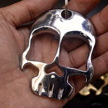 Weighted and Thickened Knuckle Duster Two-finger Boxing Skull Defense Boxing Martial Arts Boxing Buckle Multi-function Bottle Opener