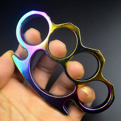 Belle couleur métal laiton Knuckle Duster épaissi quatre doigts tigre poing boucle en plein air Camping sécurité défense poche EDC outil