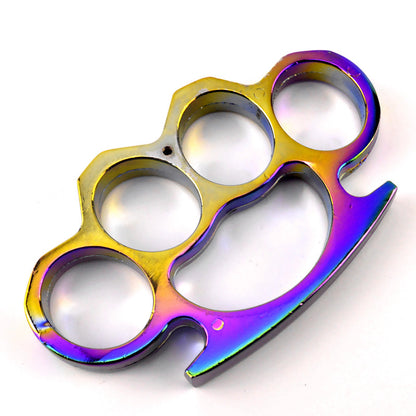 Belle couleur métal laiton Knuckle Duster épaissi quatre doigts tigre poing boucle en plein air Camping sécurité défense poche EDC outil