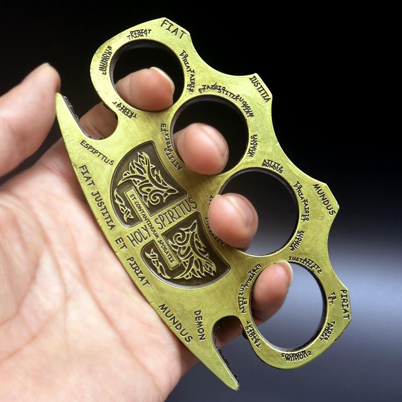 Thickened and widened metal brass knuckles duster four-finger